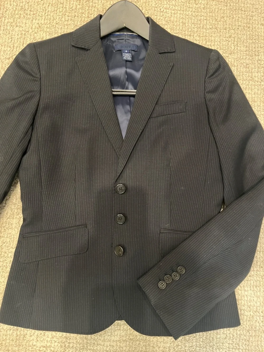 J.Crew Navy Pinstripe Wool Blend Skirt Suit Set Blazer & Pencil Skirt